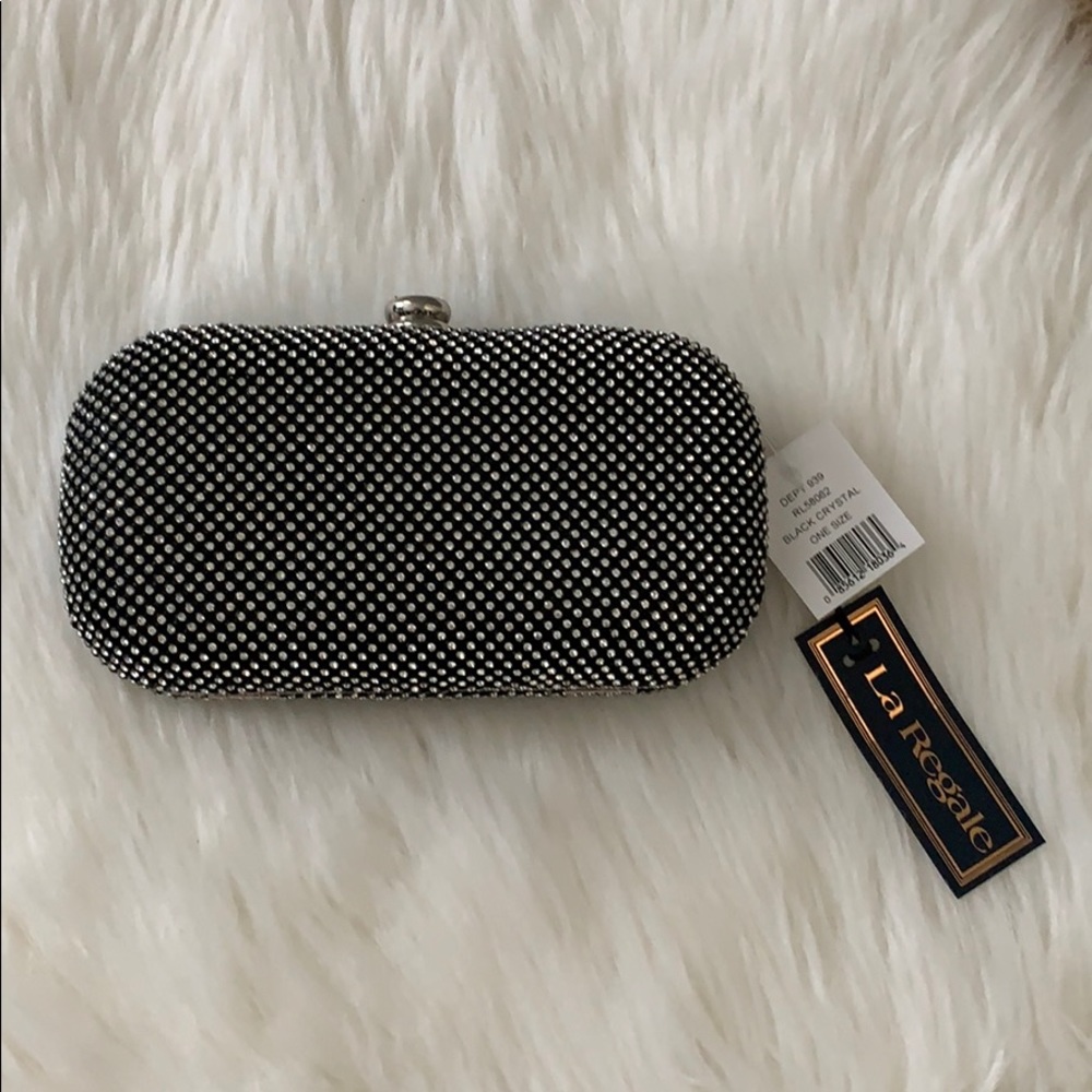 NWT la regale black crystal bag